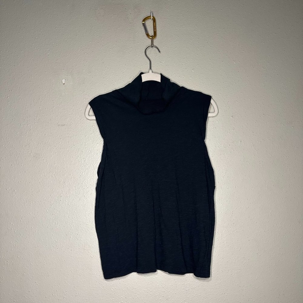 Free People Xenia Black Sleeveless Mock Neck Tank Top